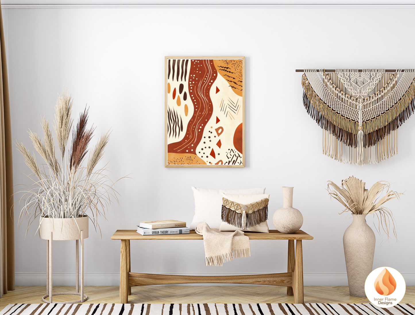 Primitive Boho Wall Art Décor for Modern Home Design | Triptych Artwork