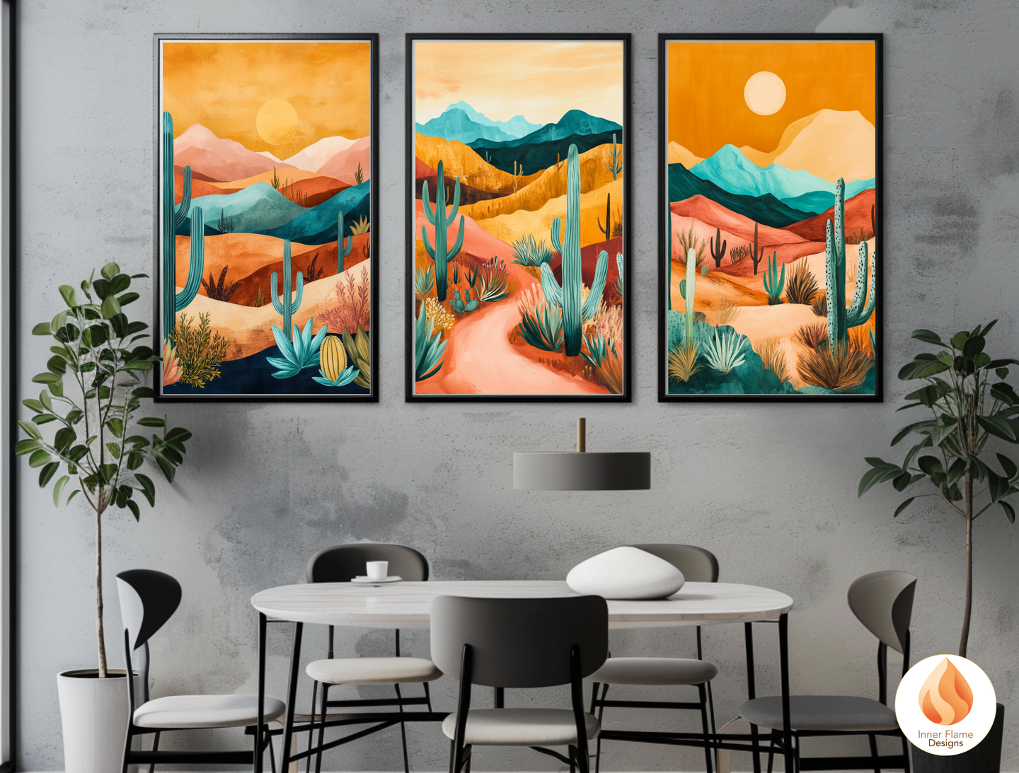Exotic Boho Wall Art Décor for Modern Home Design | Triptych Artwork