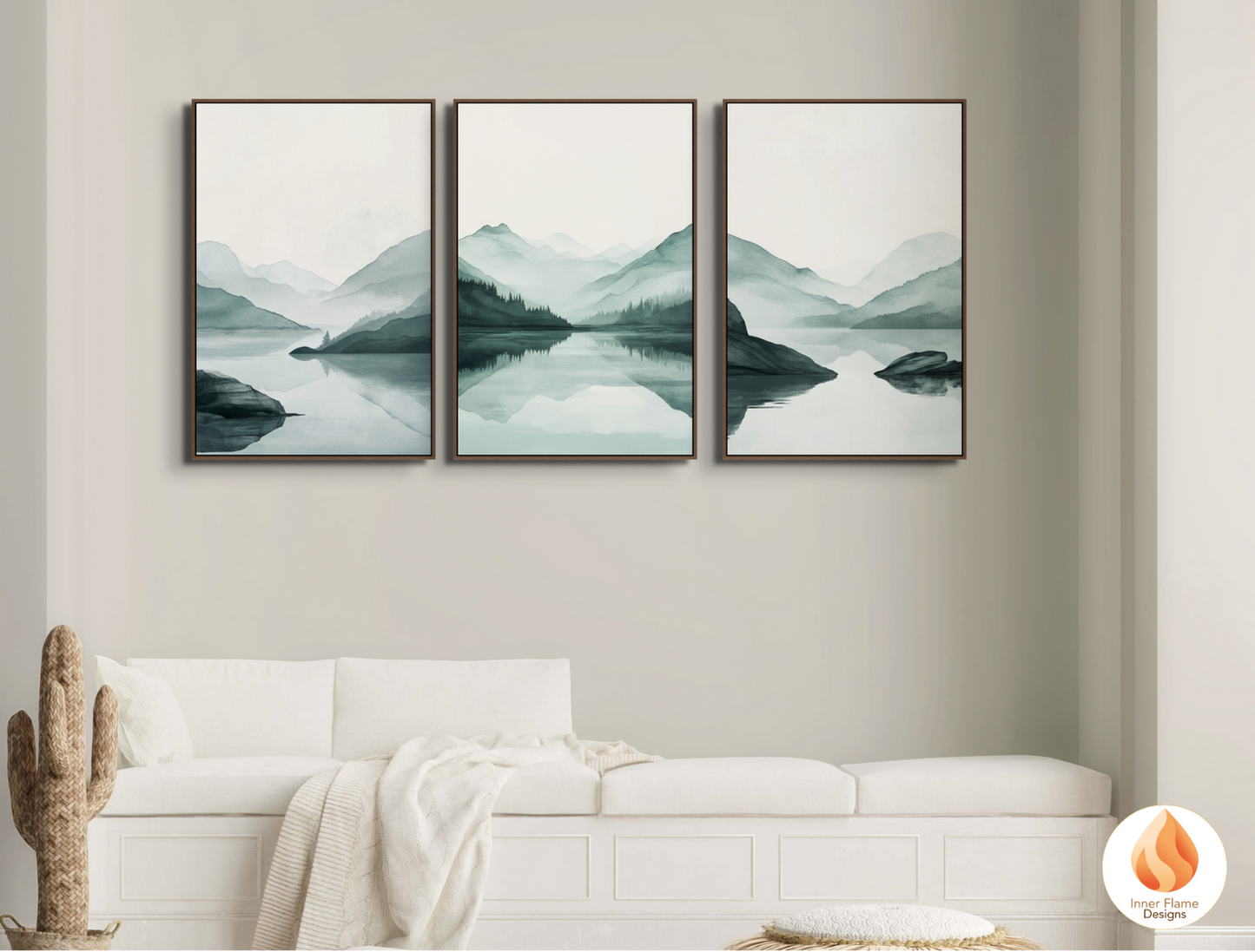 Meditative Japandi Art for Modern Home Design | Triptych Artwork