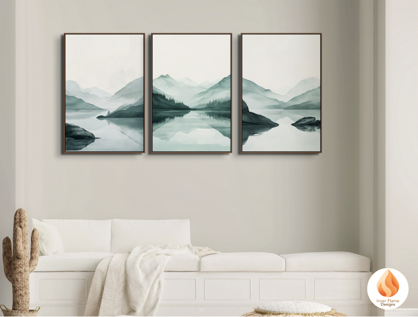 Meditative Japandi Art for Modern Home Design | Triptych Artwork