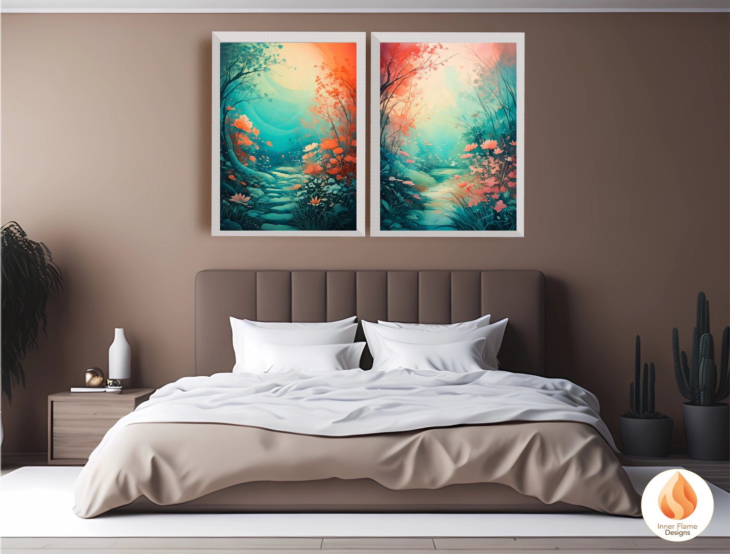 Incandescent Botanical Art for Modern Home Design | Triptych Artwork