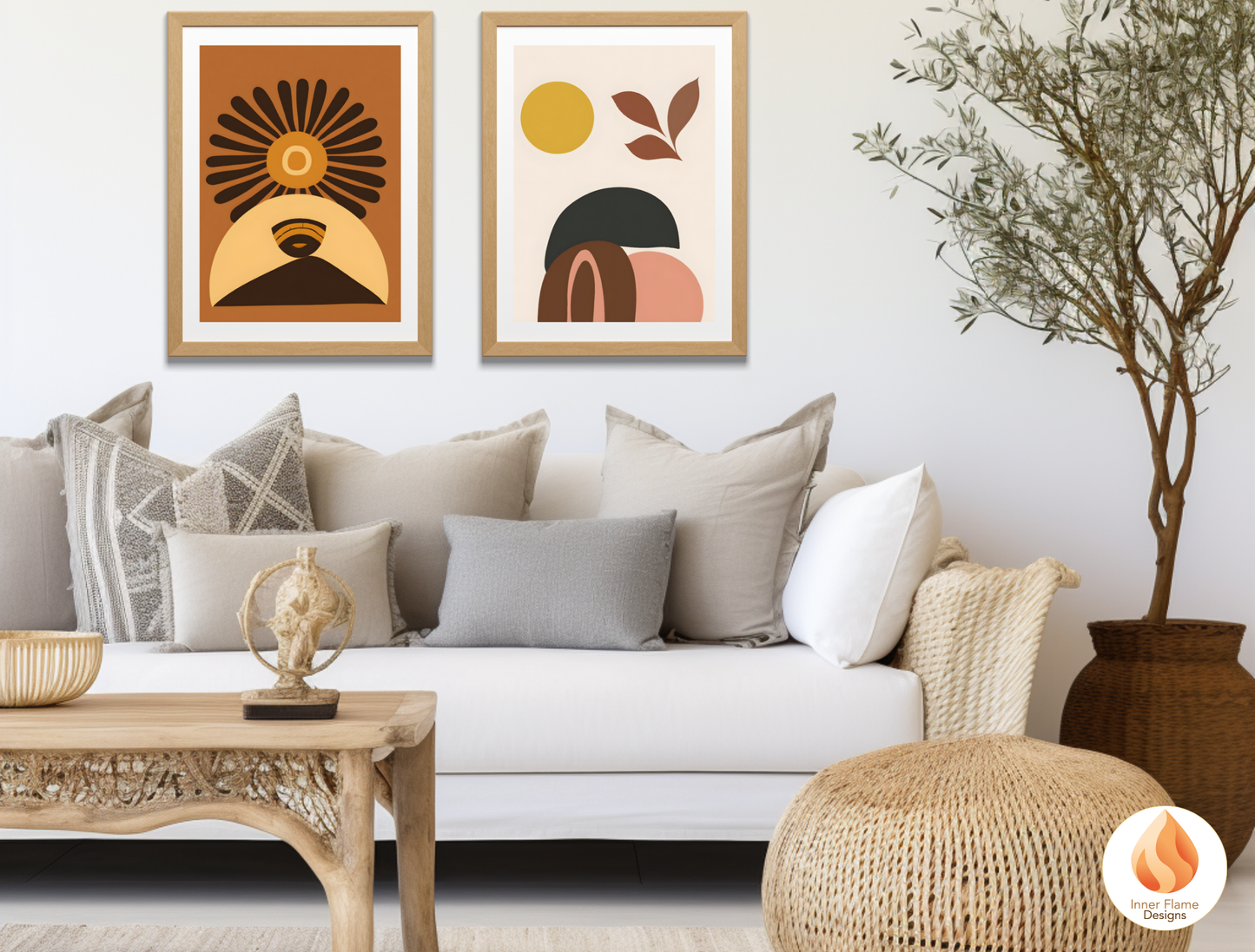 Eclectic Boho Wall Art Décor for Modern Home Design | Triptych Artwork (Series 1)