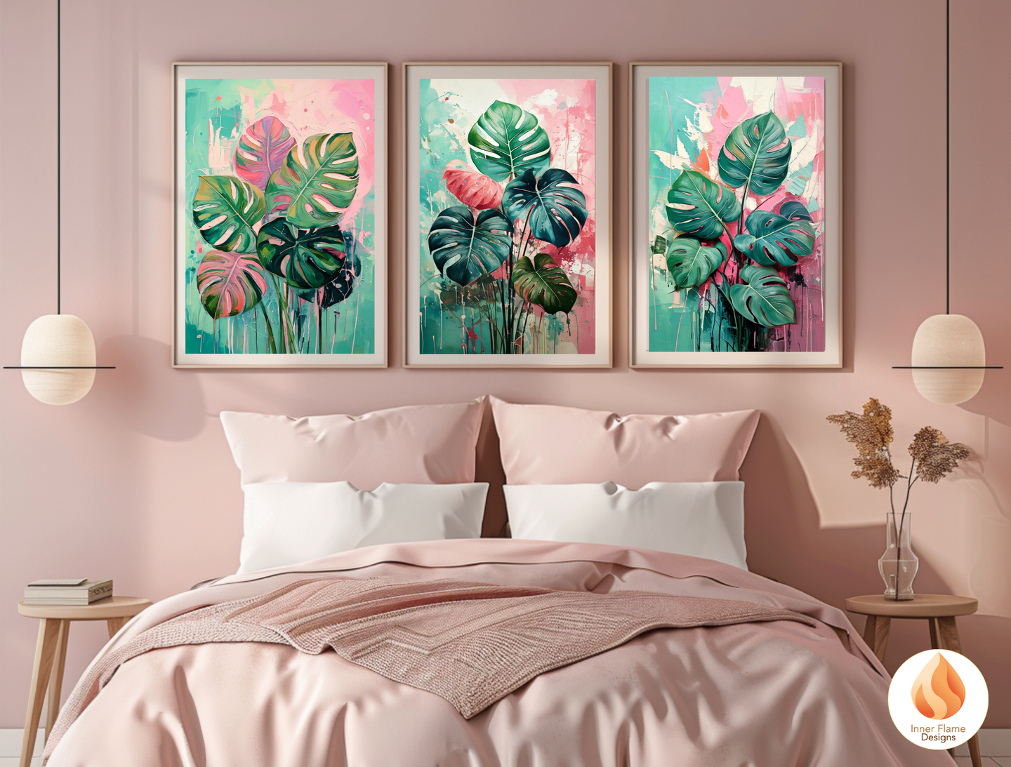 Dramatic Botanical Art for Modern Home Design | Triptych Artwork