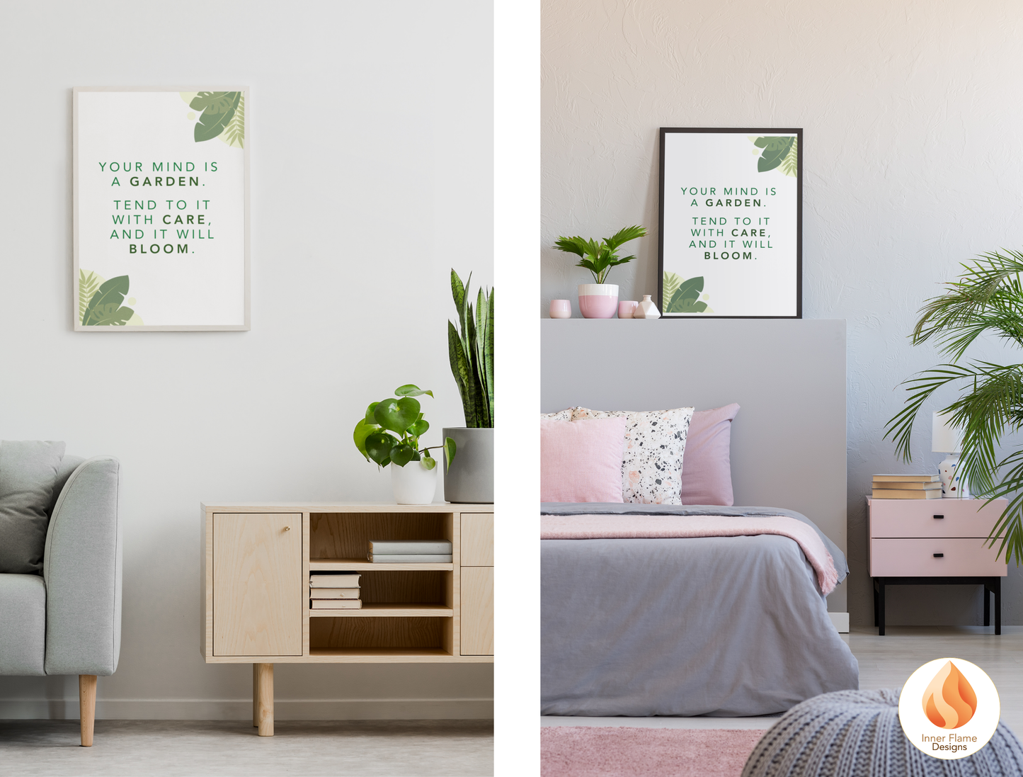 Motivational Poster with Nature-Inspired Quote 1 - "Your Mind Is A Garden. Tend To It With Care And It Will Bloom. "
