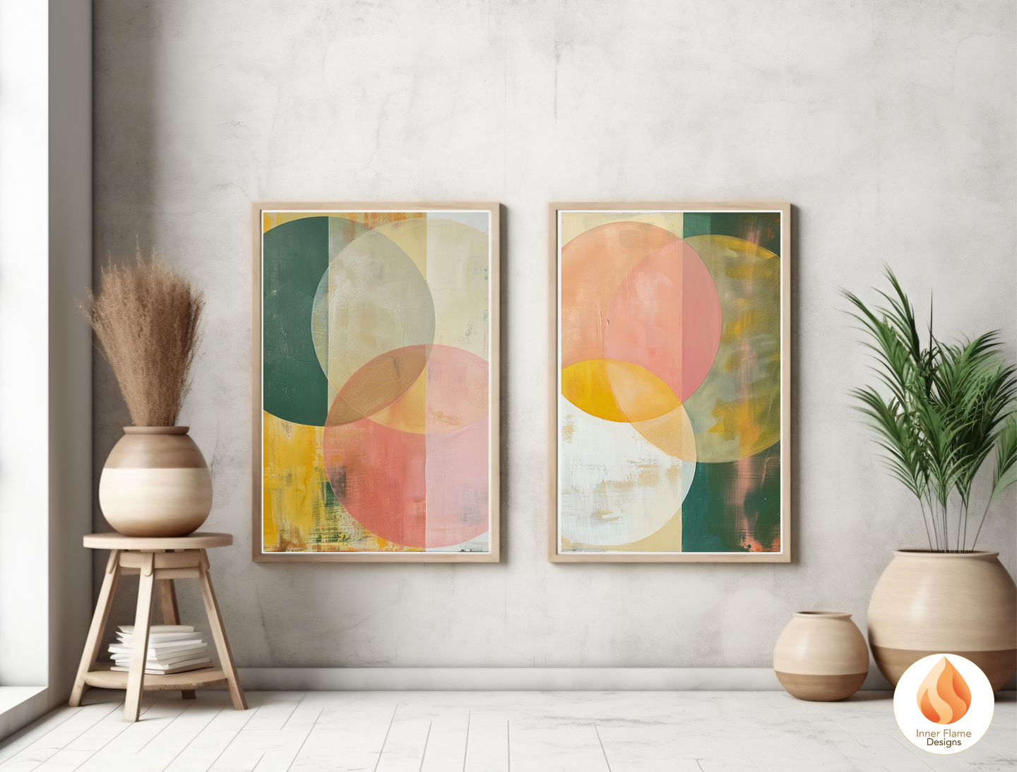 Elegant Geometric Artwork for Modern Home Design | Triptych Artwork