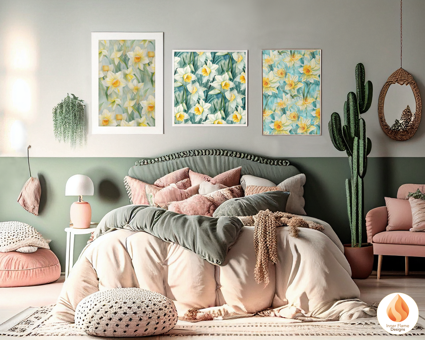 Watercolour Daffodil Floral Surface Patterns | Seamless Patterns for Wallpaper, Textiles, Packaging and Digital Designs