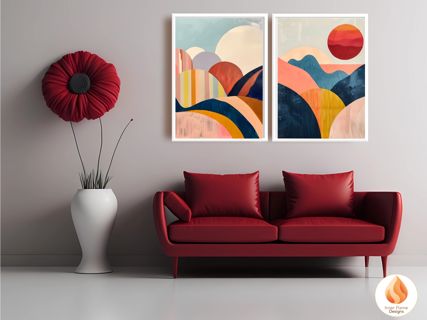 Eclectic Boho Wall Art Décor for Modern Home Design | Triptych Artwork (Series 5)