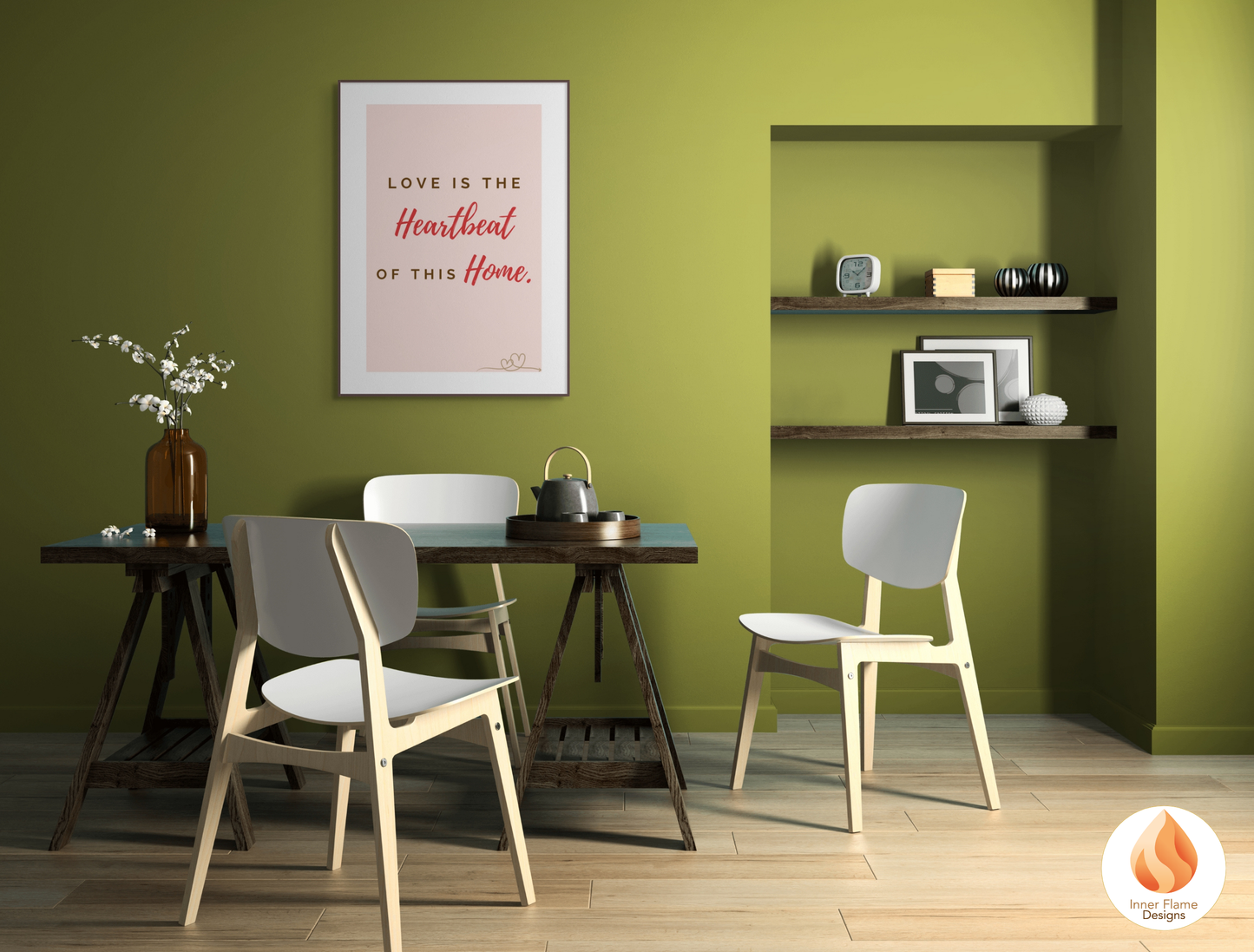 Motivational Poster with Love Inspirational Quote 4 - "Love Is The Heartbeat Of This Home"