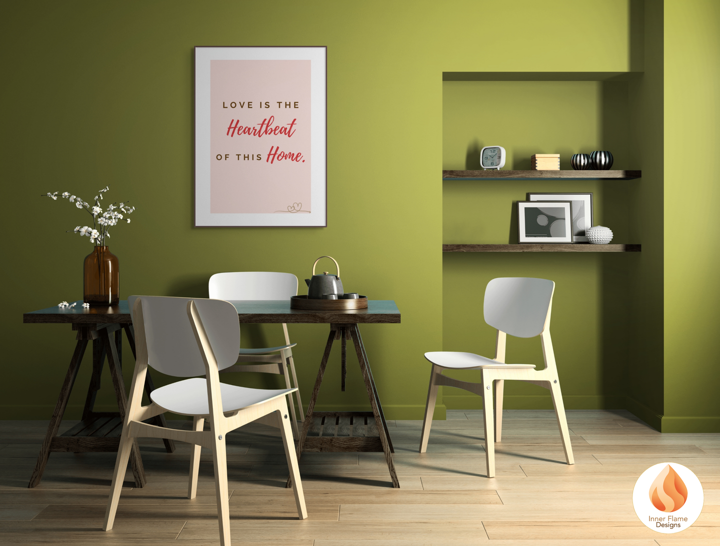 Motivational Poster with Love Inspirational Quote 4 - "Love Is The Heartbeat Of This Home"