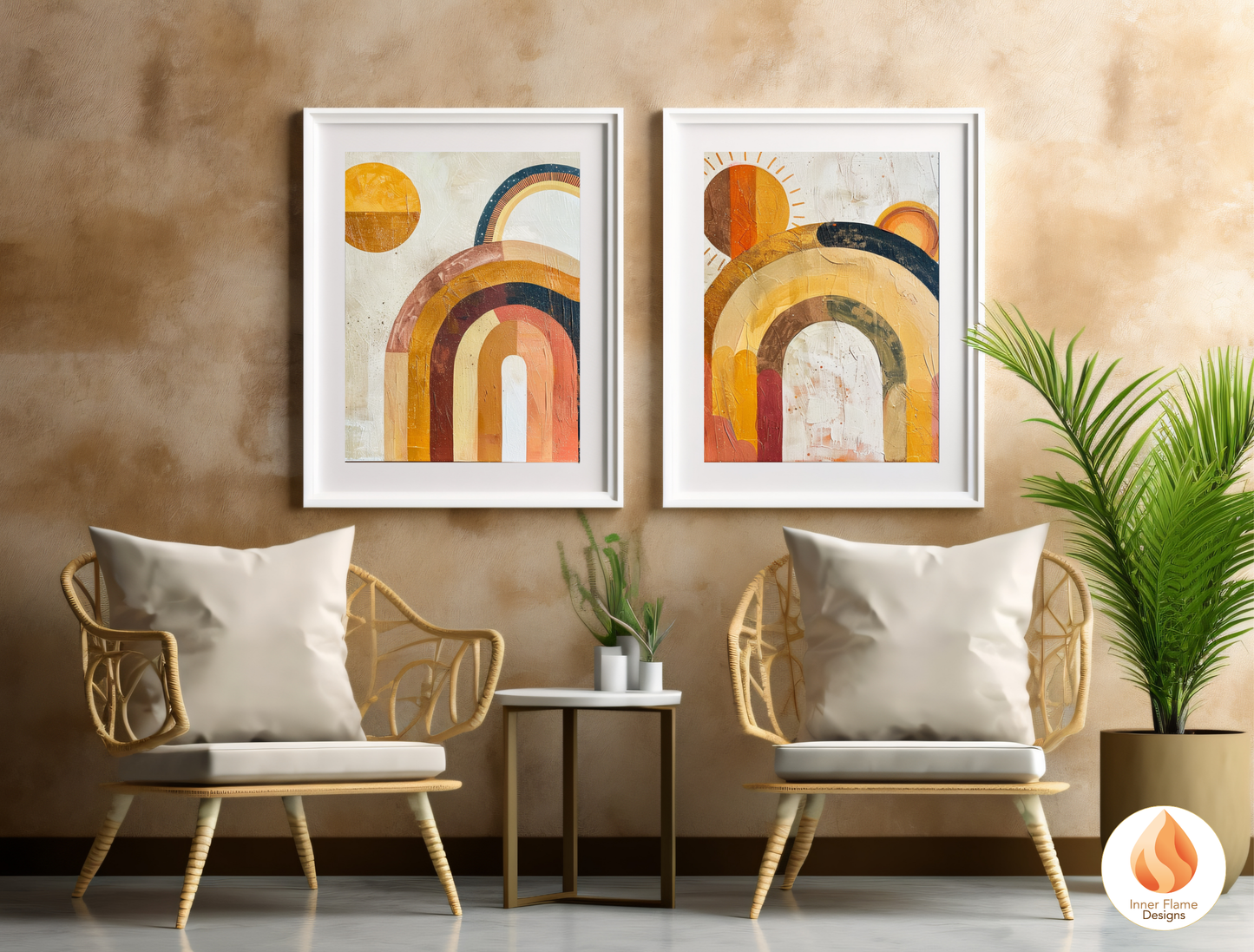 Eclectic Boho Wall Art Décor for Modern Home Design | Triptych Artwork (Series 4)
