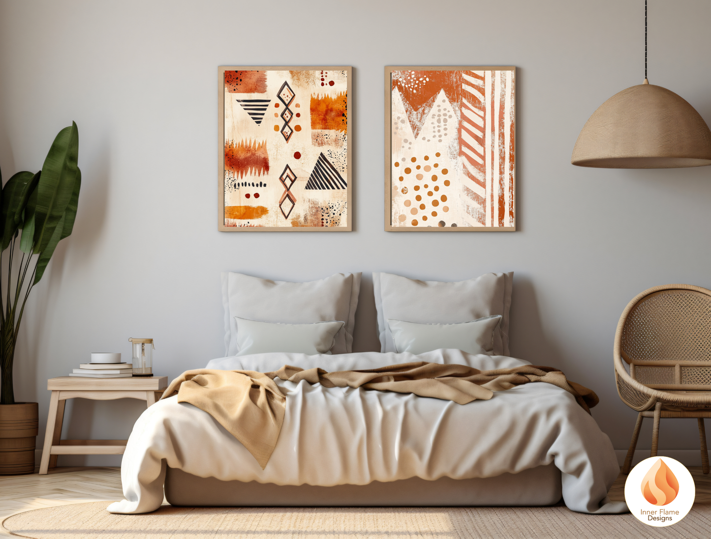 Tribal Boho Wall Art Décor for Modern Home Design | Triptych Artwork