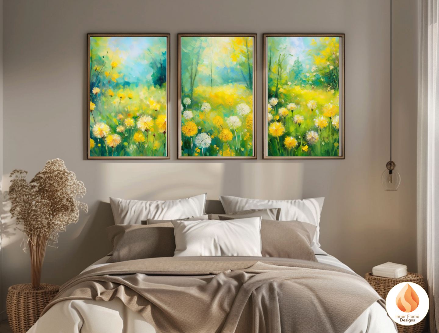 Vibrant Flower Artwork for Modern Home Design | Triptych Artwork