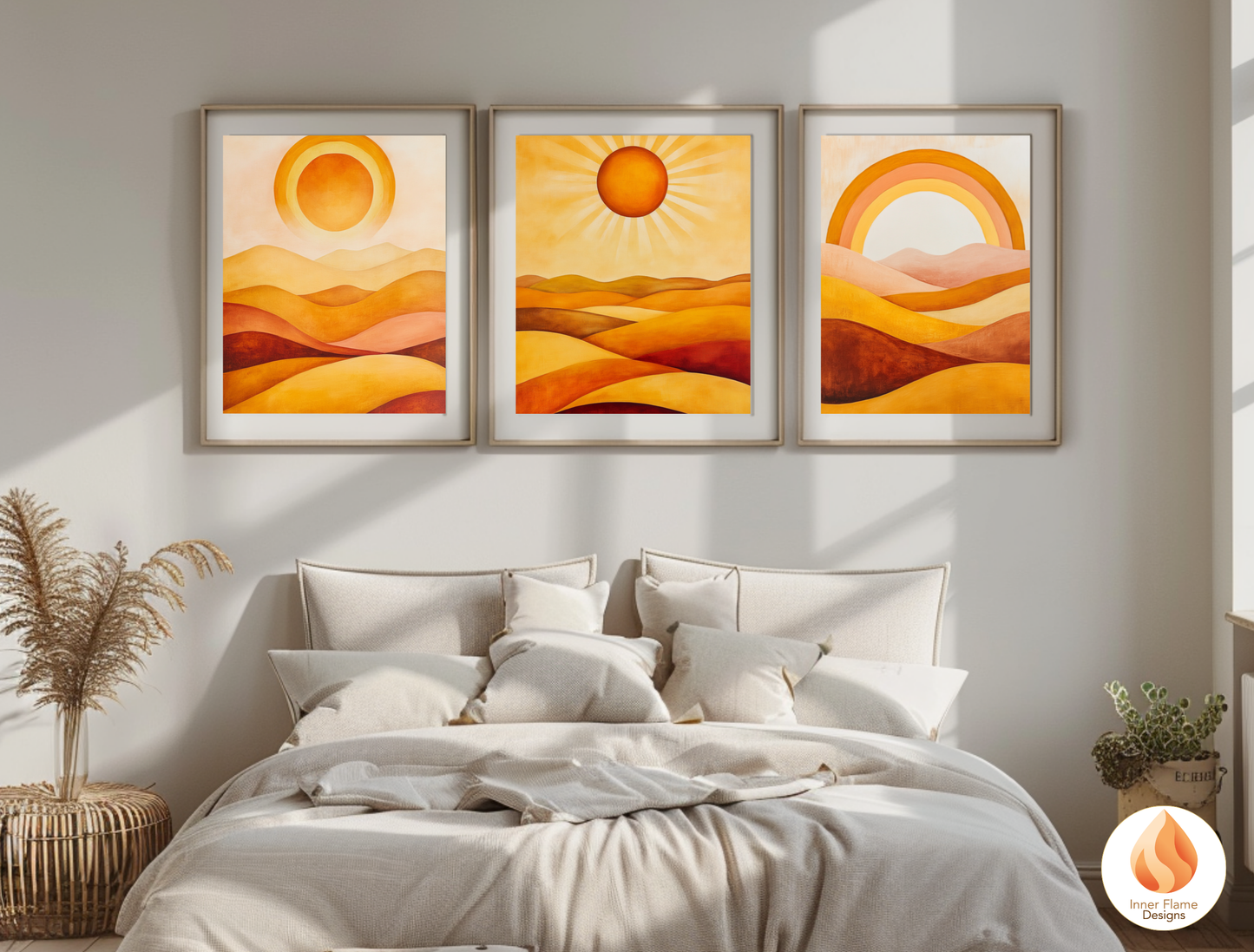 Vibrant Boho Wall Art Décor for Modern Home Design | Triptych Artwork