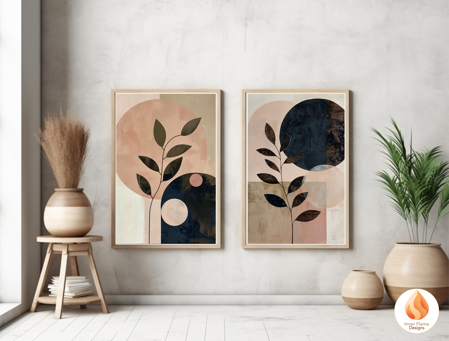 Charming Japandi Art for Modern Home Design | Triptych Artwork (Series 2)