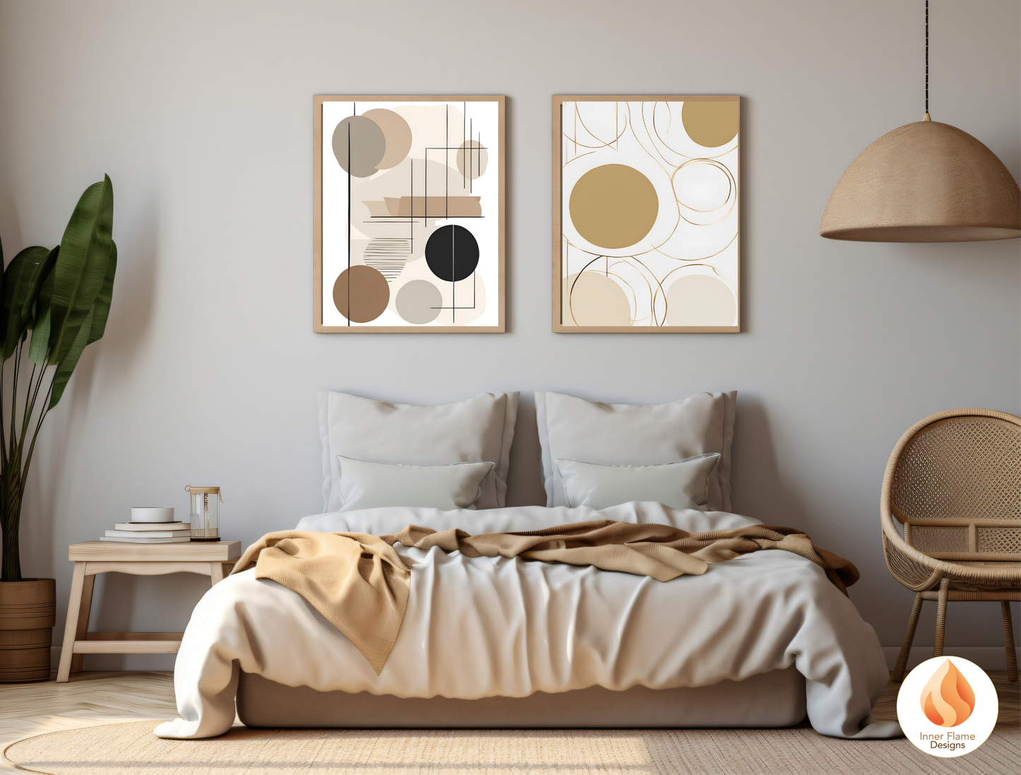 Classic Geometric Artwork for Modern Home Design | Diptych Artwork