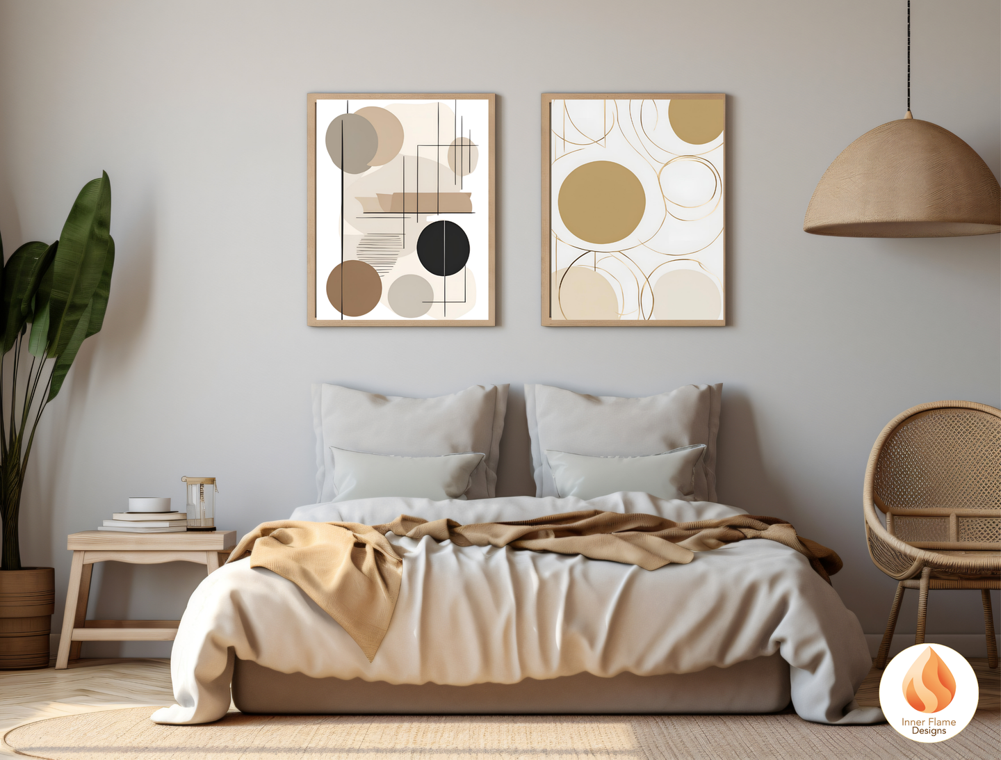 Classic Geometric Artwork for Modern Home Design | Diptych Artwork