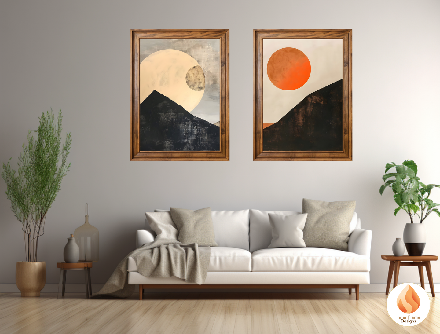 Ethereal Japandi Art for Modern Home Design | Triptych Artwork (Series 2)