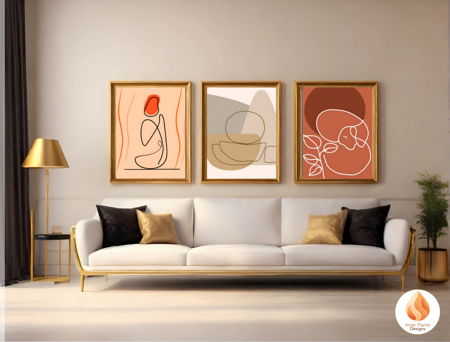 Eclectic Line Art for Modern Home Design | Triptych Artwork