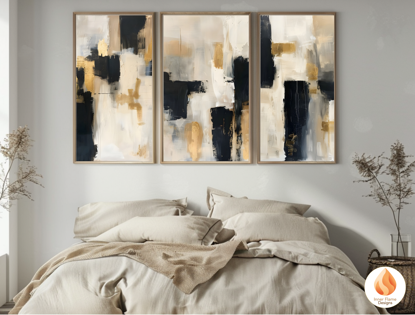Sophisticated Minimalist Art for Modern Home Design | Triptych Artwork