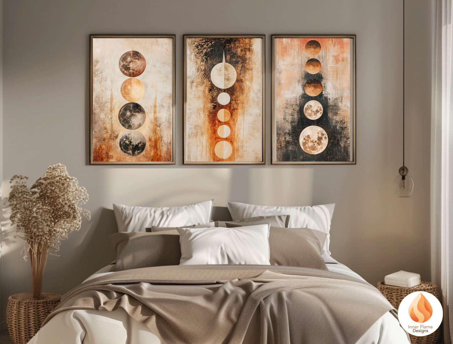 Cosmic Boho Wall Art Décor for Modern Home Design | Triptych Artwork (Series 1)