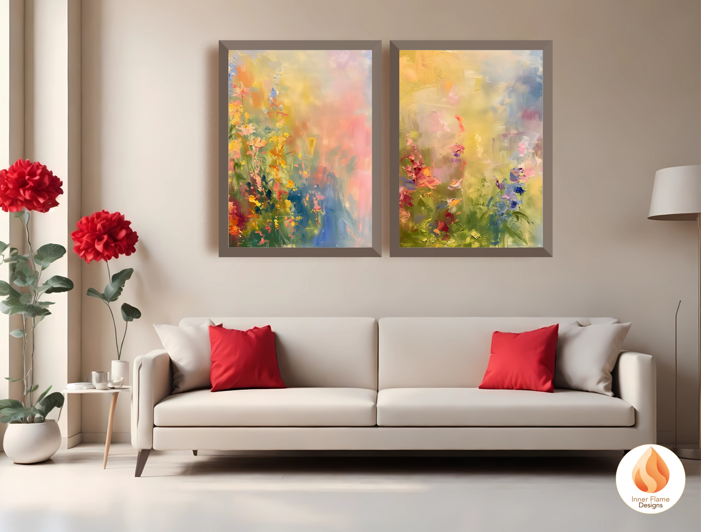 Dreamy Flower Artwork for Modern Home Design | Triptych Artwork
