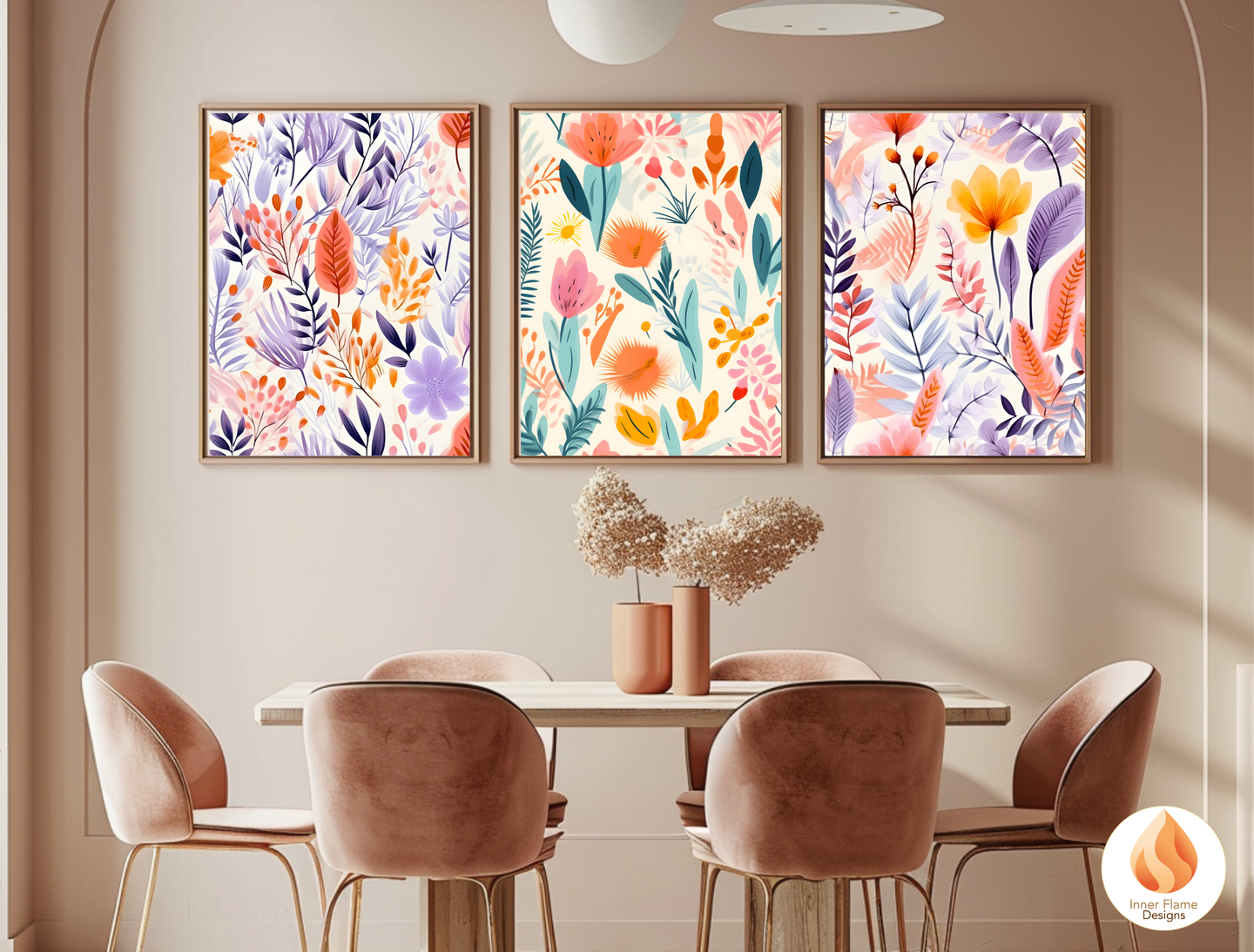 Cheerful Boho Wall Art Décor for Modern Home Design | Four Piece Wall Art