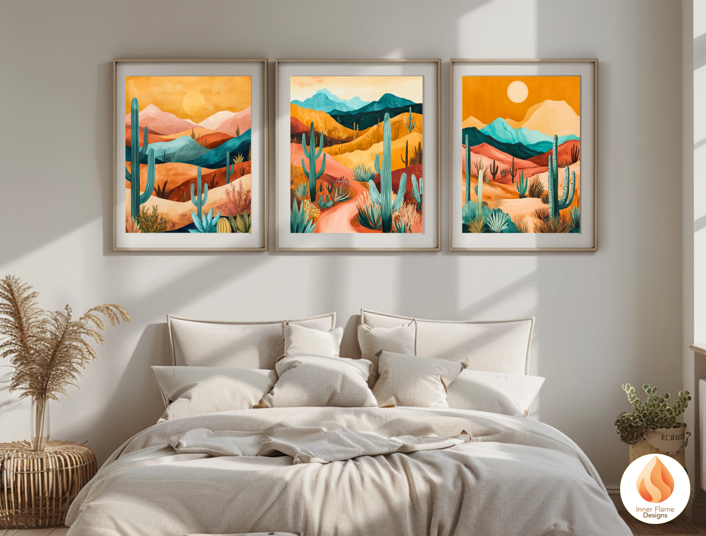 Exotic Boho Wall Art Décor for Modern Home Design | Triptych Artwork
