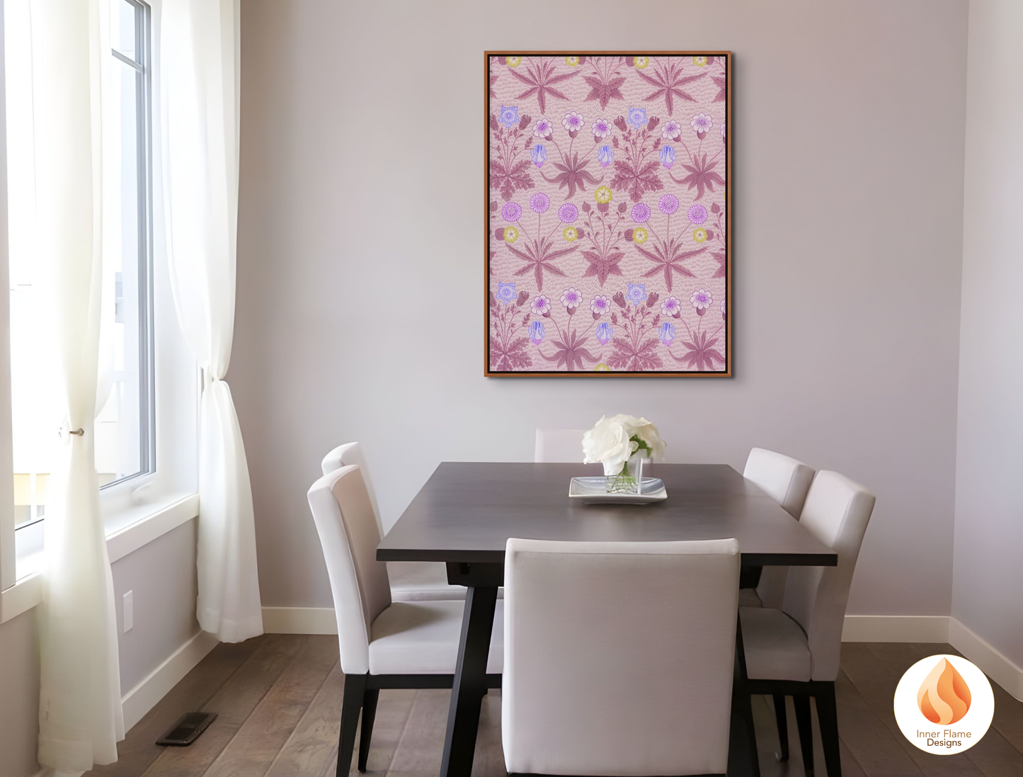William Morris Inspired Designs - "Daisy" | Abstract Botanical Art for Modern Home Design | Triptych Artwork
