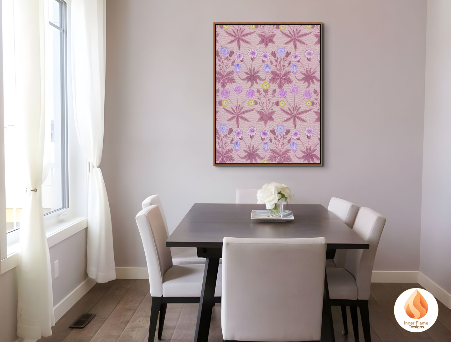 William Morris Inspired Designs - "Daisy" | Abstract Botanical Art for Modern Home Design | Triptych Artwork