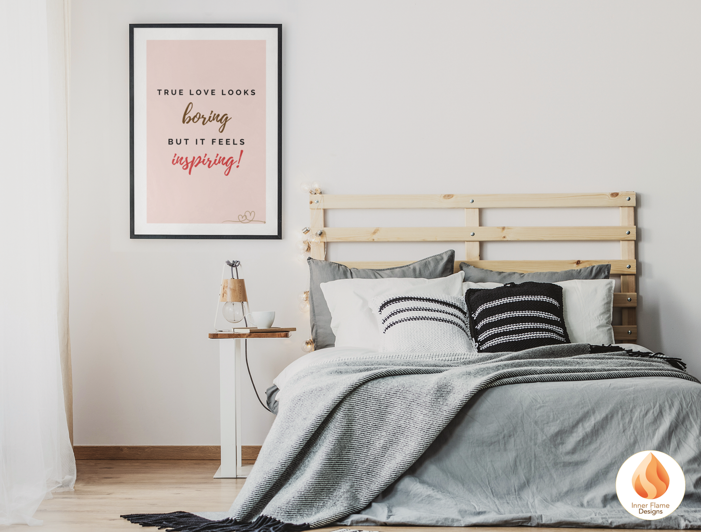 Motivational Poster with Love Inspirational Quote 1 - "True Love Looks Boring But It Feels Inspiring"