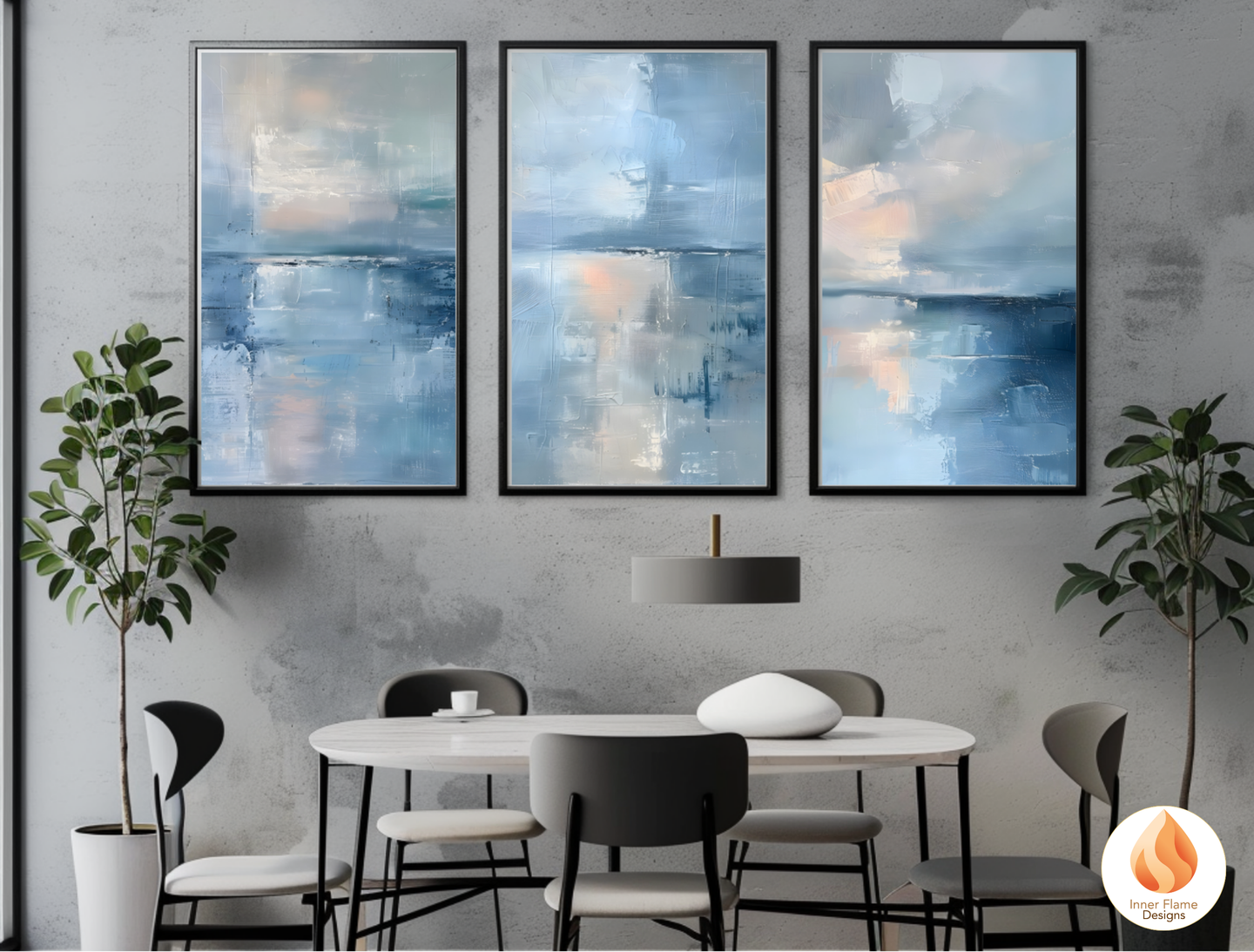 Serene Minimalist Art for Modern Home Design | Triptych Artwork