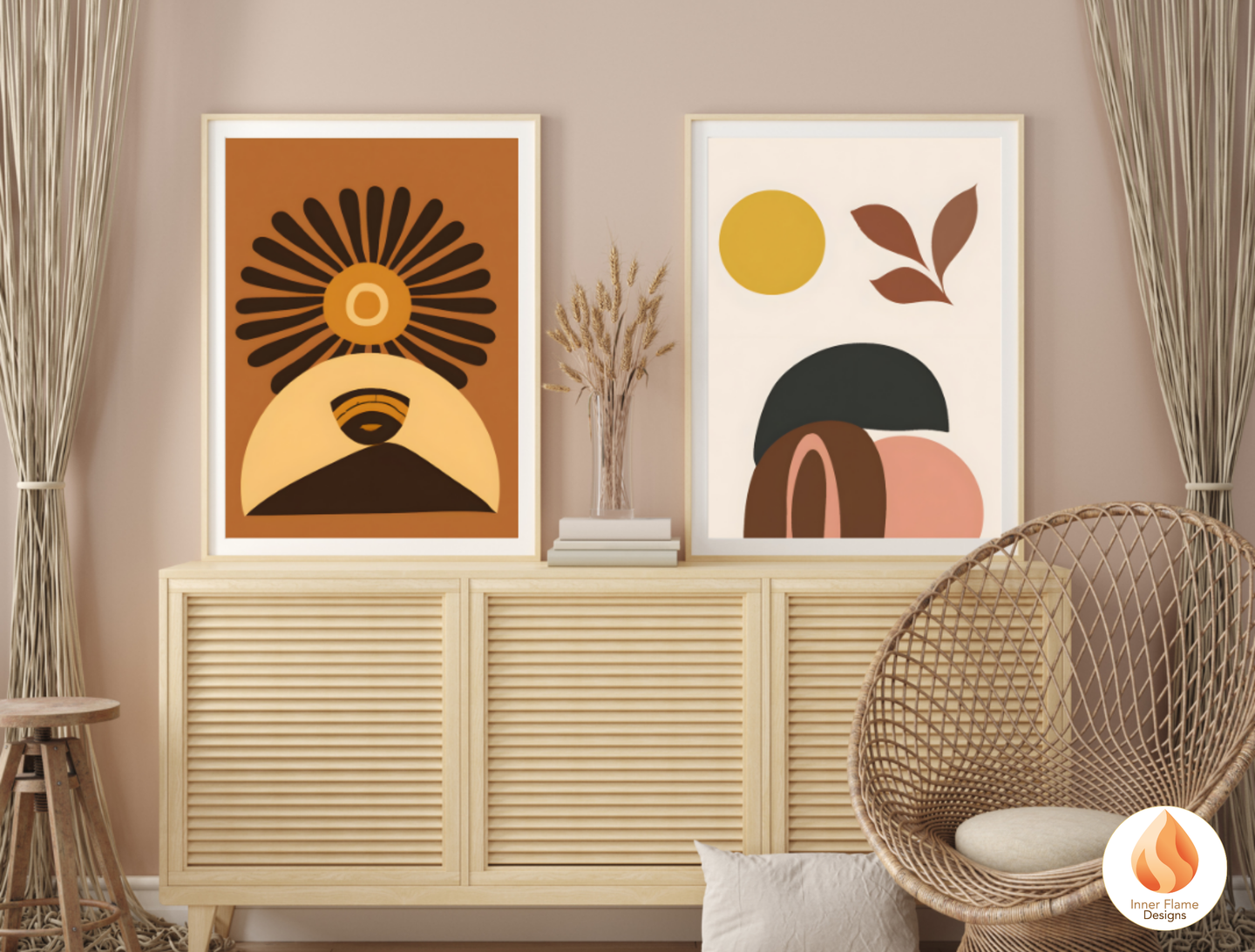 Eclectic Boho Wall Art Décor for Modern Home Design | Triptych Artwork (Series 1)