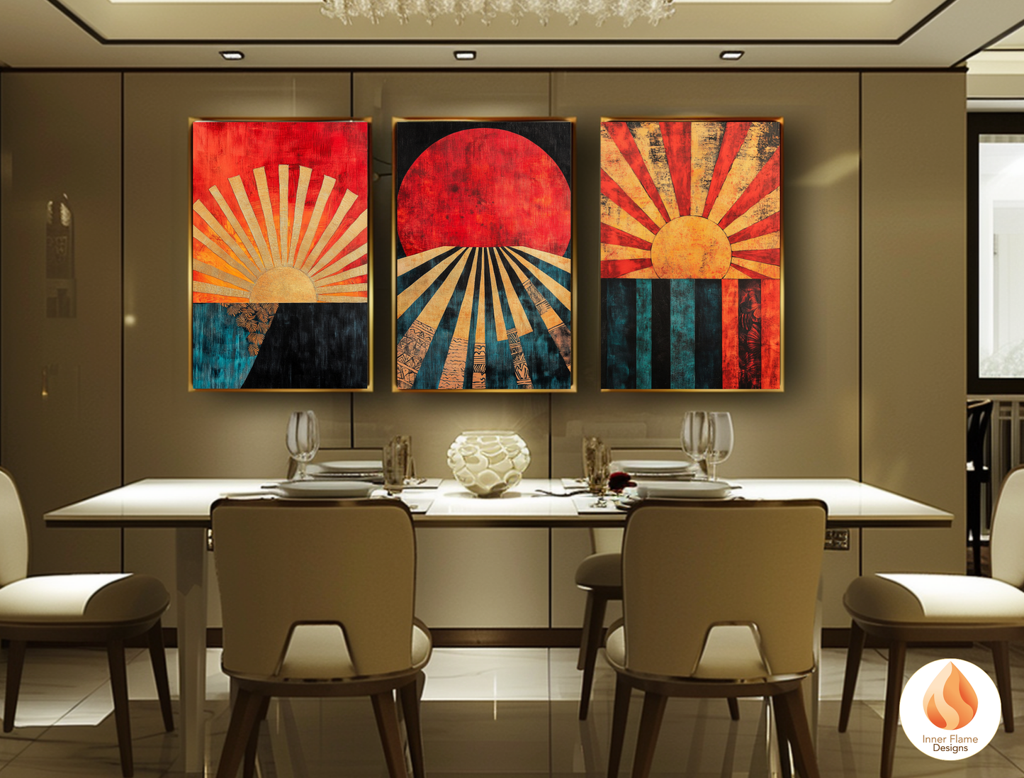 Vivid Cosmic Boho Wall Art Décor for Modern Home Design | Triptych Artwork (Series 2)