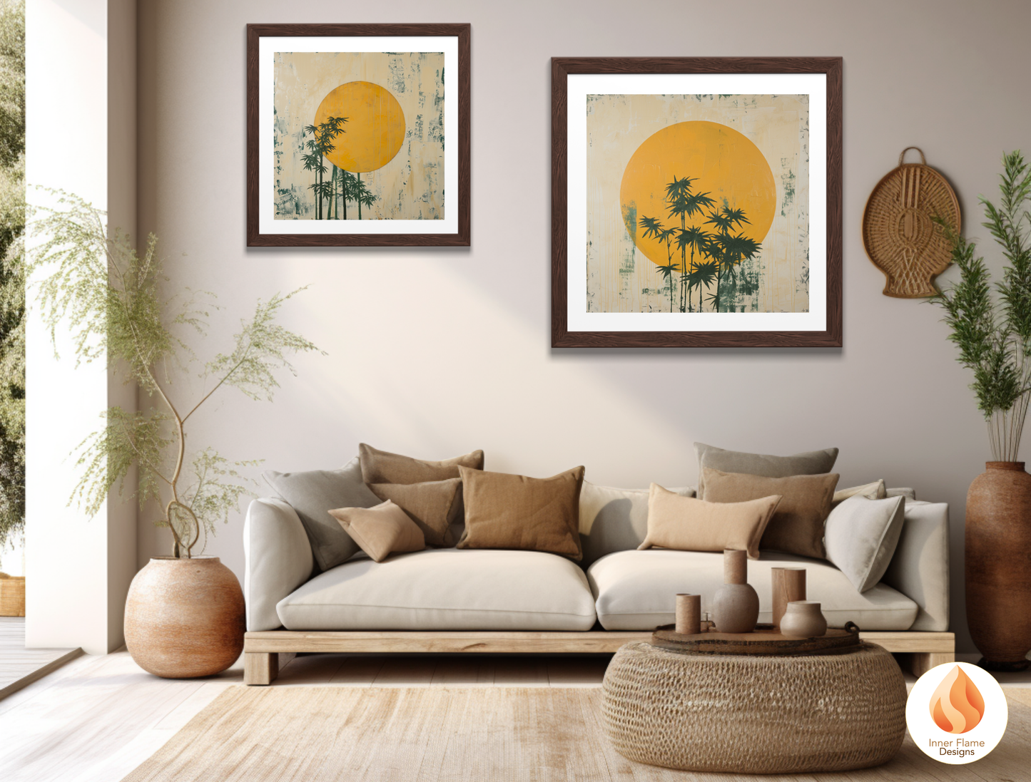 Tranquil Japandi Art for Modern Home Design | Triptych Artwork (Series 1)