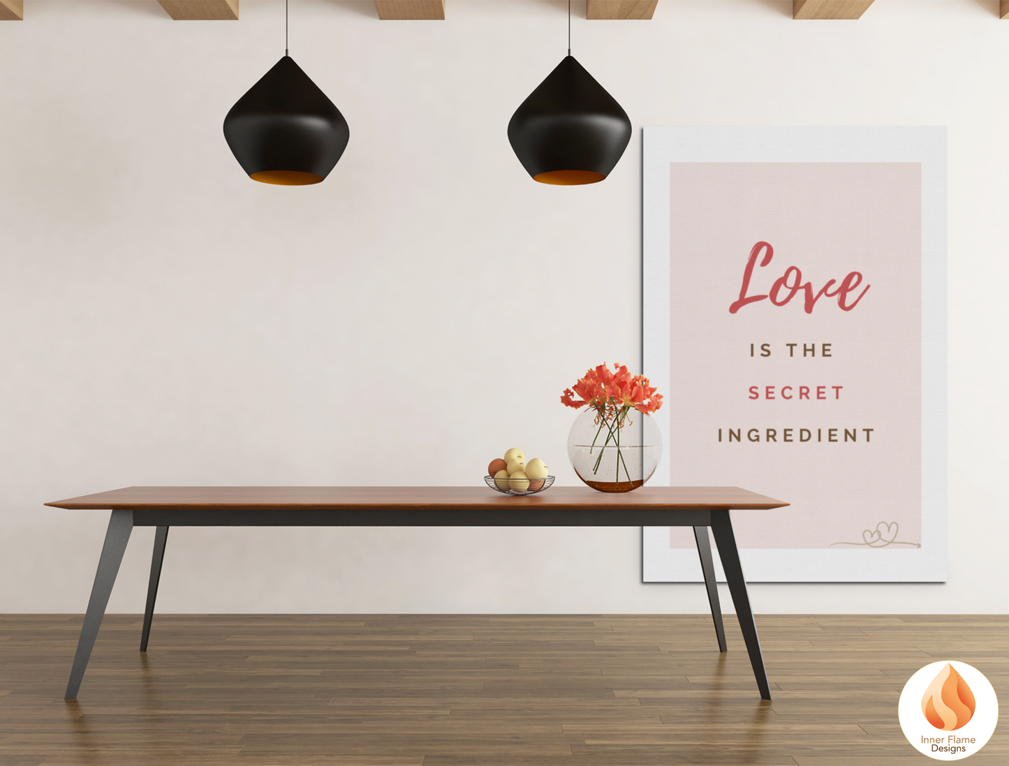 Motivational Poster with Quote on Family and Togetherness 2 - "Love Is The Secret Ingredient"