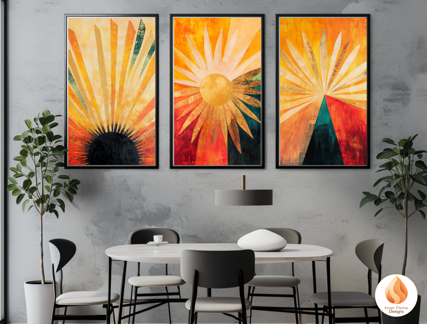 Vivid Cosmic Boho Wall Art Décor for Modern Home Design | Triptych Artwork (Series 1)