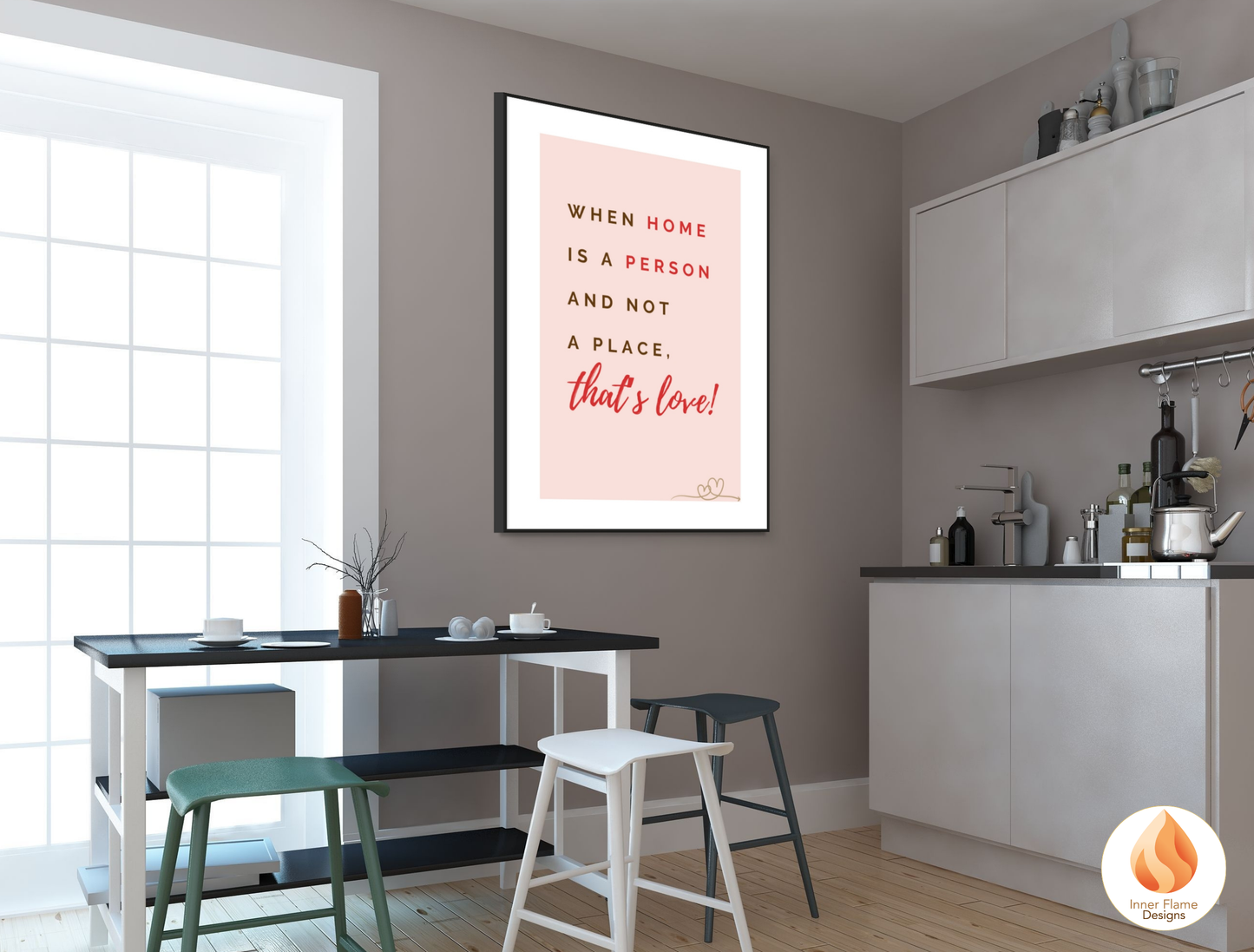 Motivational Poster with Love Inspirational Quote 2 - "When Home Is A Person And Not A Place, That's Love!"