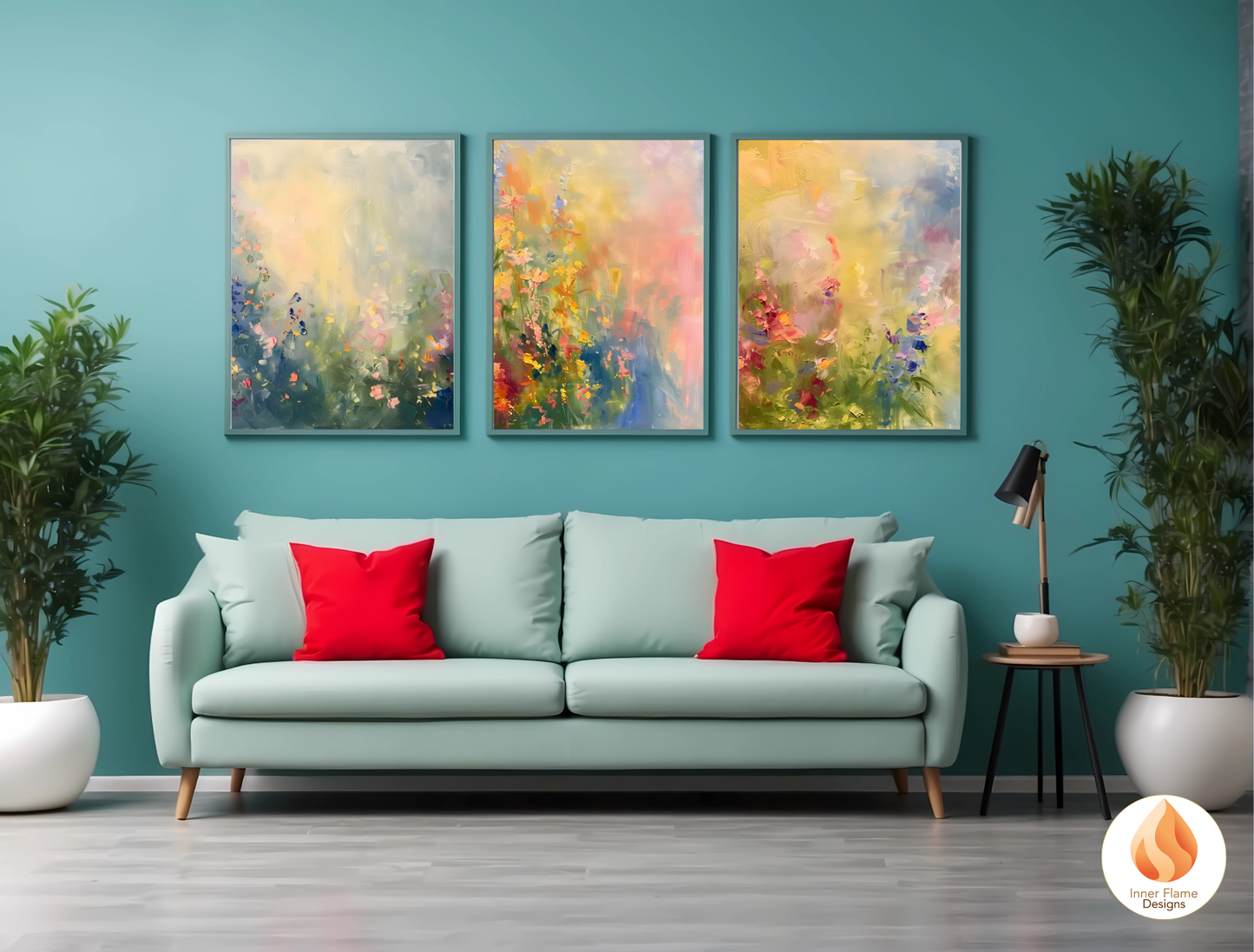 Dreamy Flower Artwork for Modern Home Design | Triptych Artwork