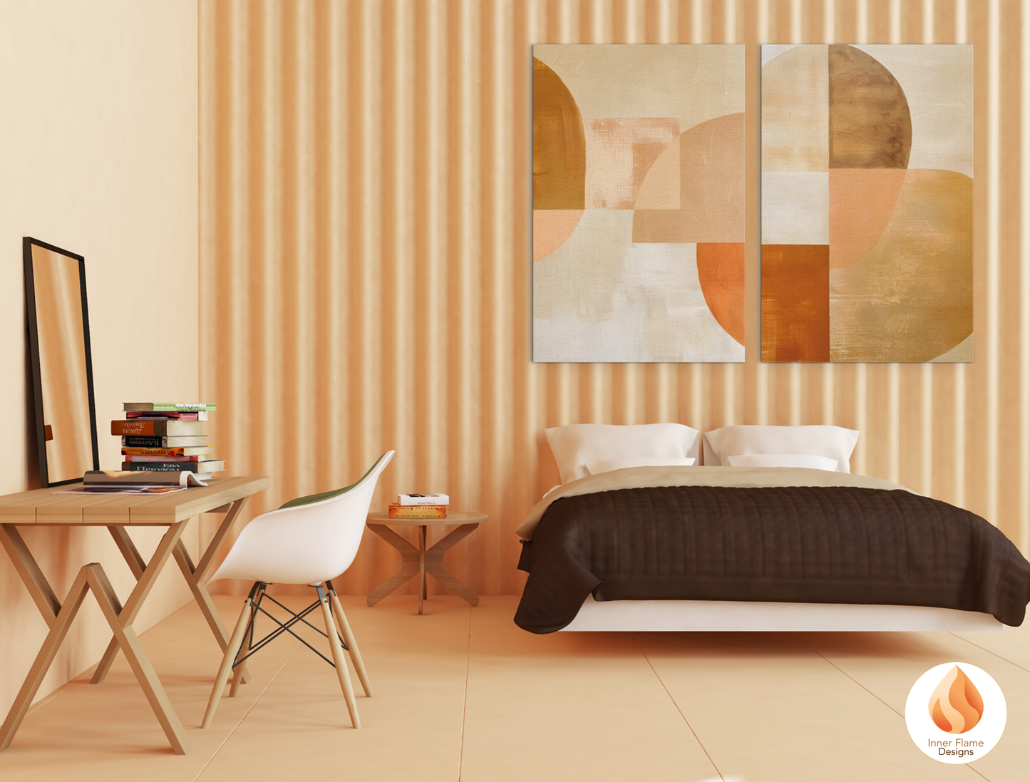 Terracotta Geometric Artwork for Modern Home Design | Triptych Artwork