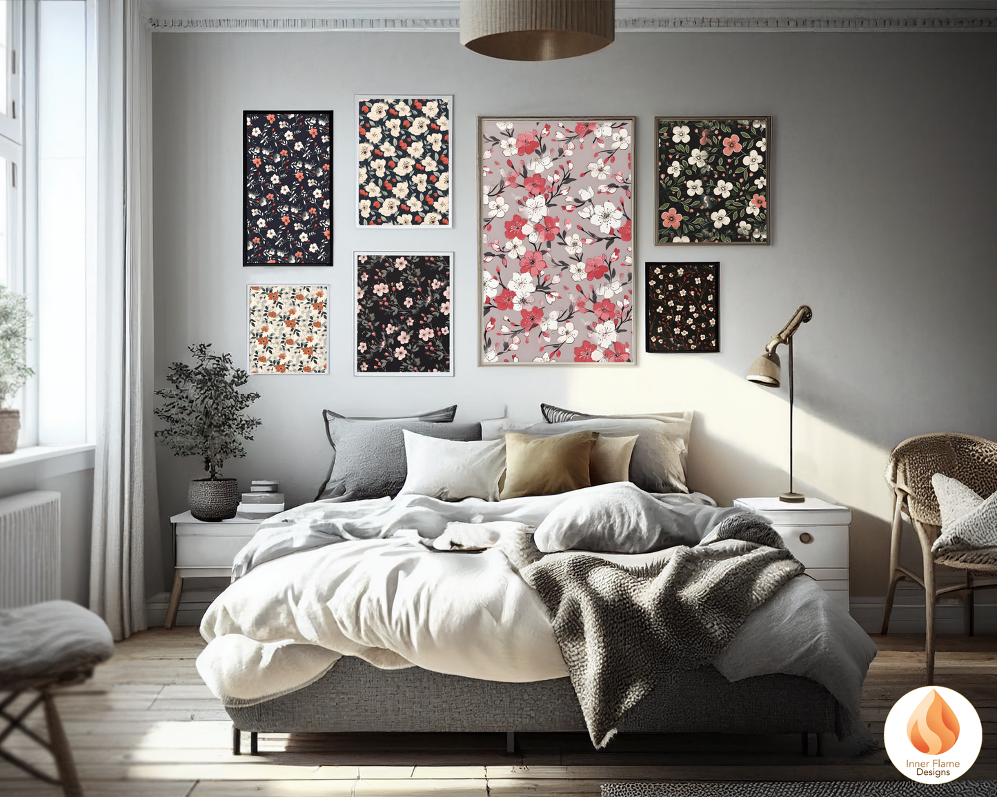 Japandi Rose Floral Surface Patterns | Seamless Patterns for Wallpaper, Textiles, Packaging and Digital Designs