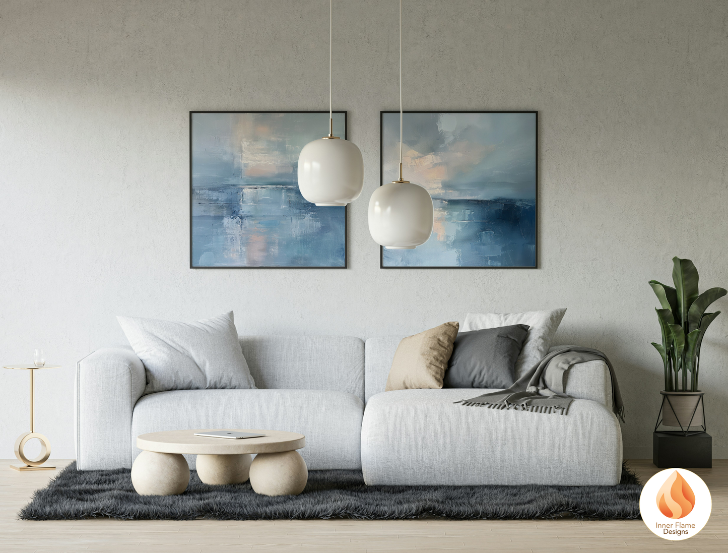 Serene Minimalist Art for Modern Home Design | Triptych Artwork