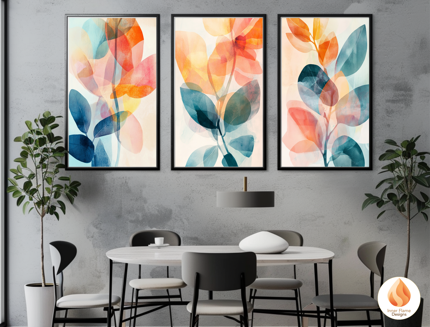 Refreshing Flower Artwork for Modern Home Design | Triptych Artwork