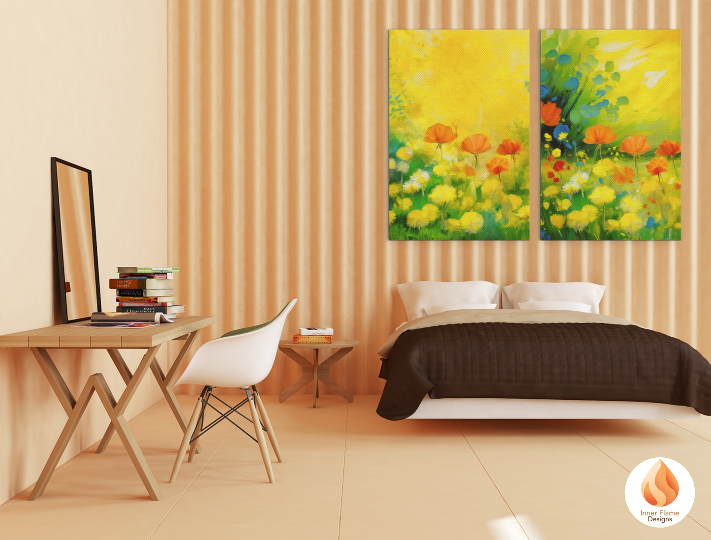 Cheerful Flower Artwork for Modern Home Design | Triptych Artwork
