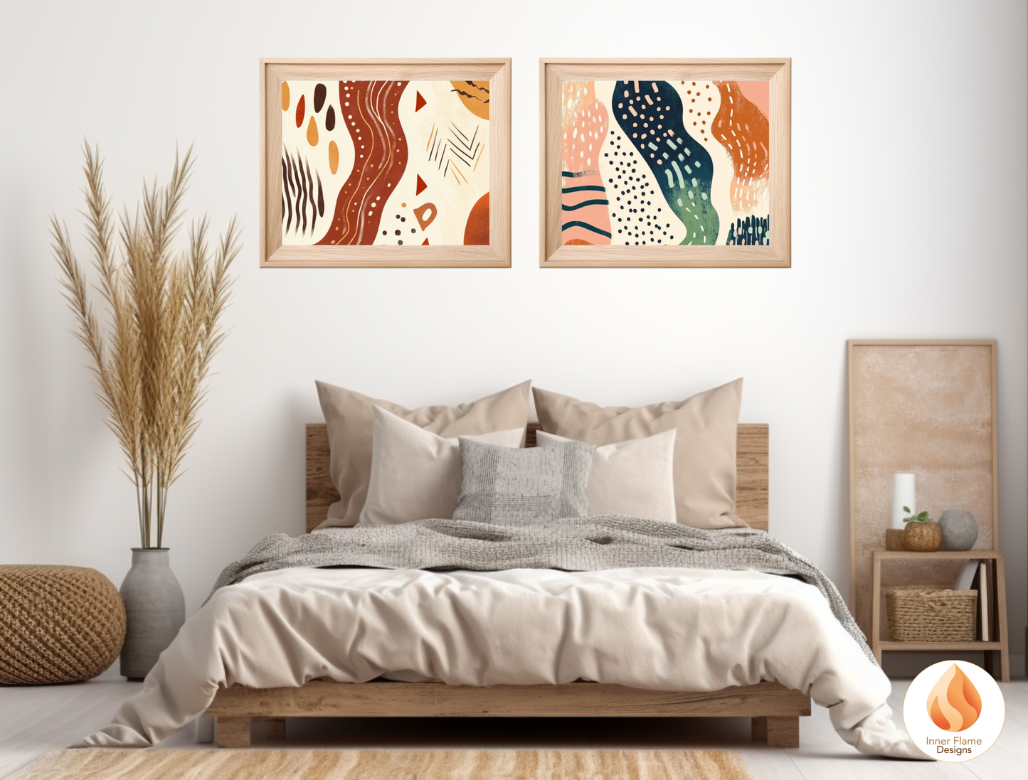Primitive Boho Wall Art Décor for Modern Home Design | Triptych Artwork