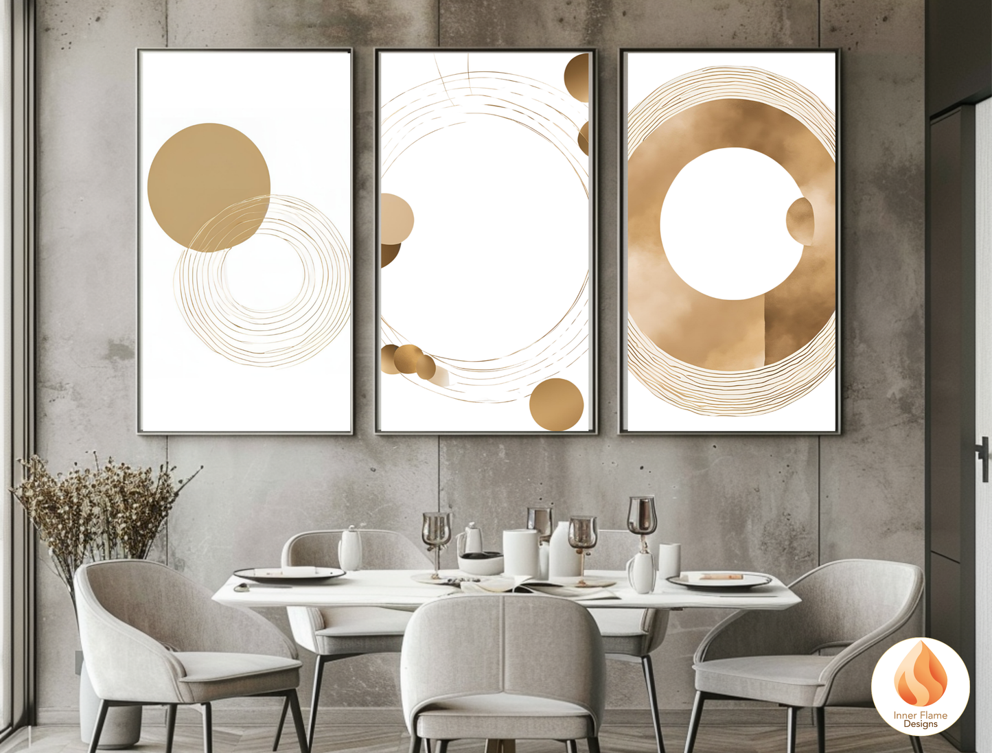 Stylish Geometric Artwork for Modern Home Design | Triptych Artwork