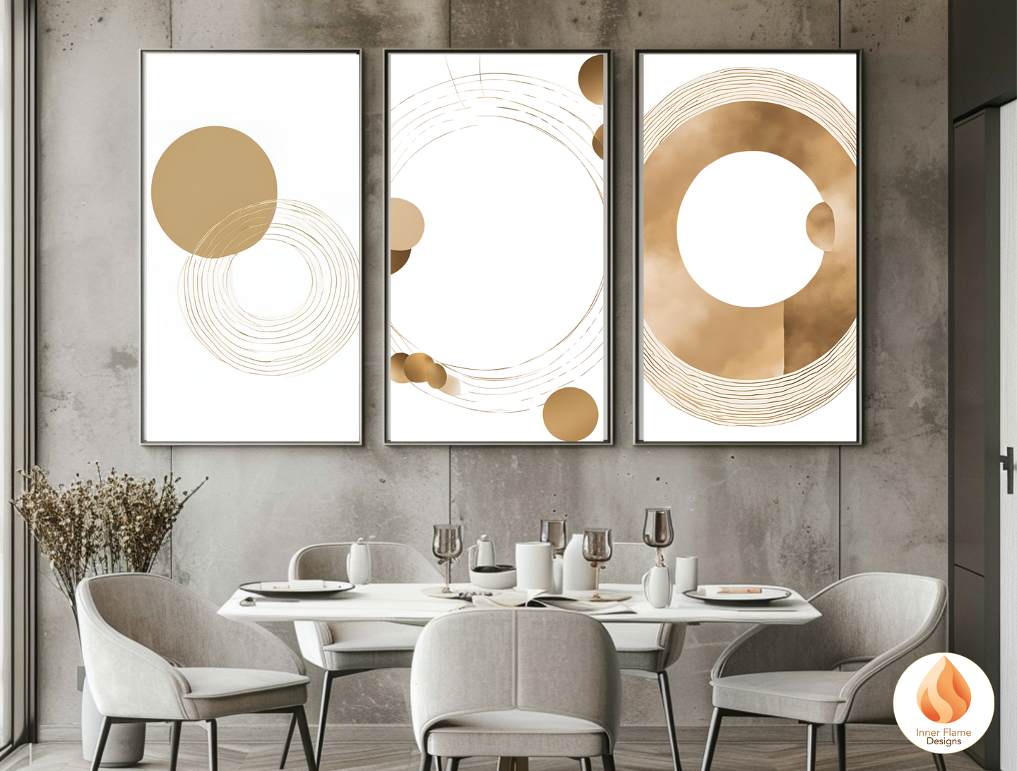 Stylish Geometric Artwork for Modern Home Design | Triptych Artwork
