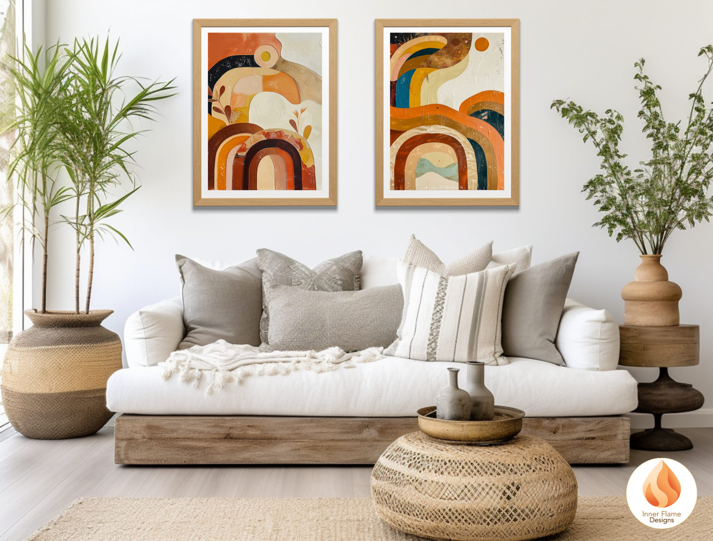 Eclectic Boho Wall Art Décor for Modern Home Design | Triptych Artwork (Series 3)