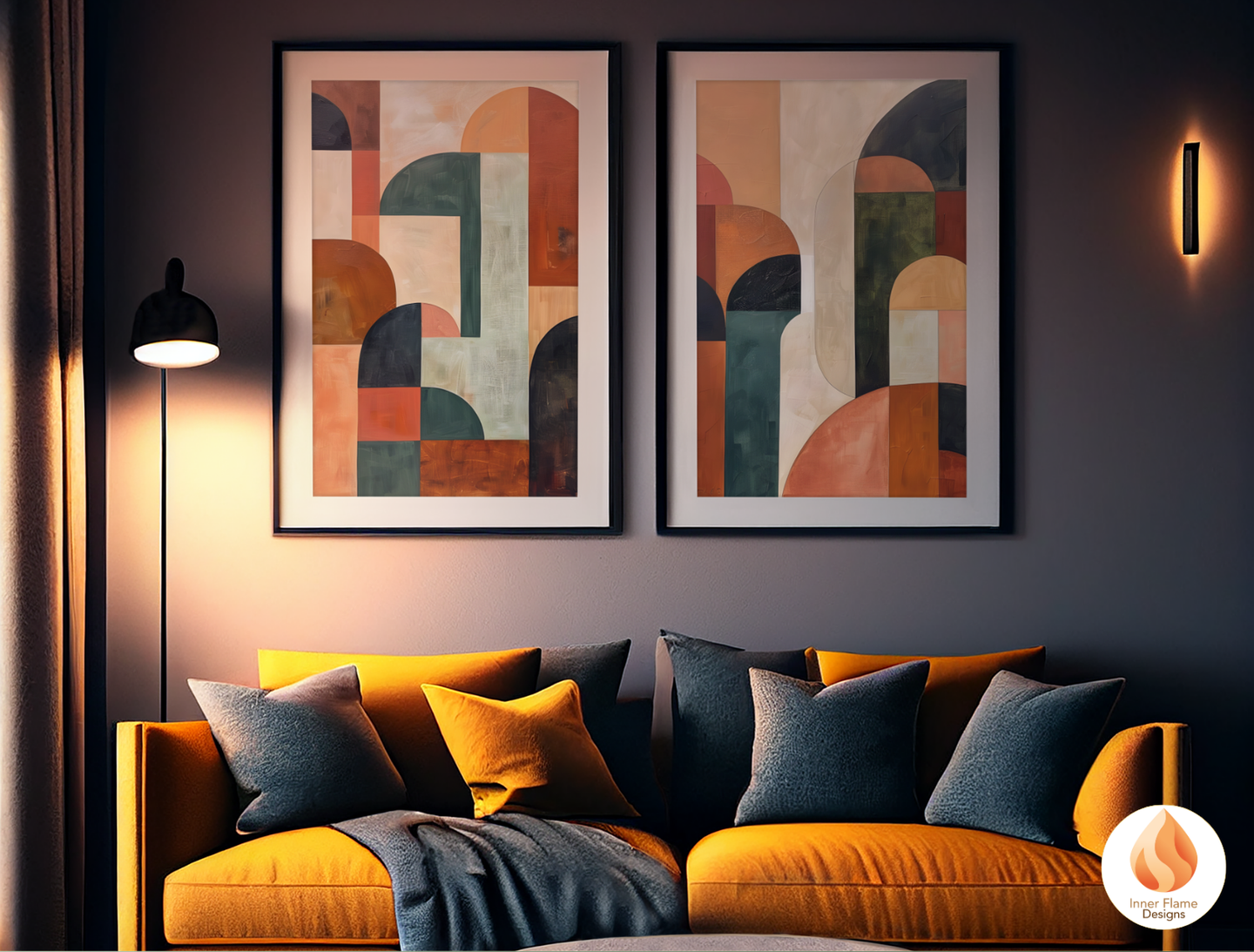 Distinctive Geometric Artwork for Modern Home Design | Triptych Artwork