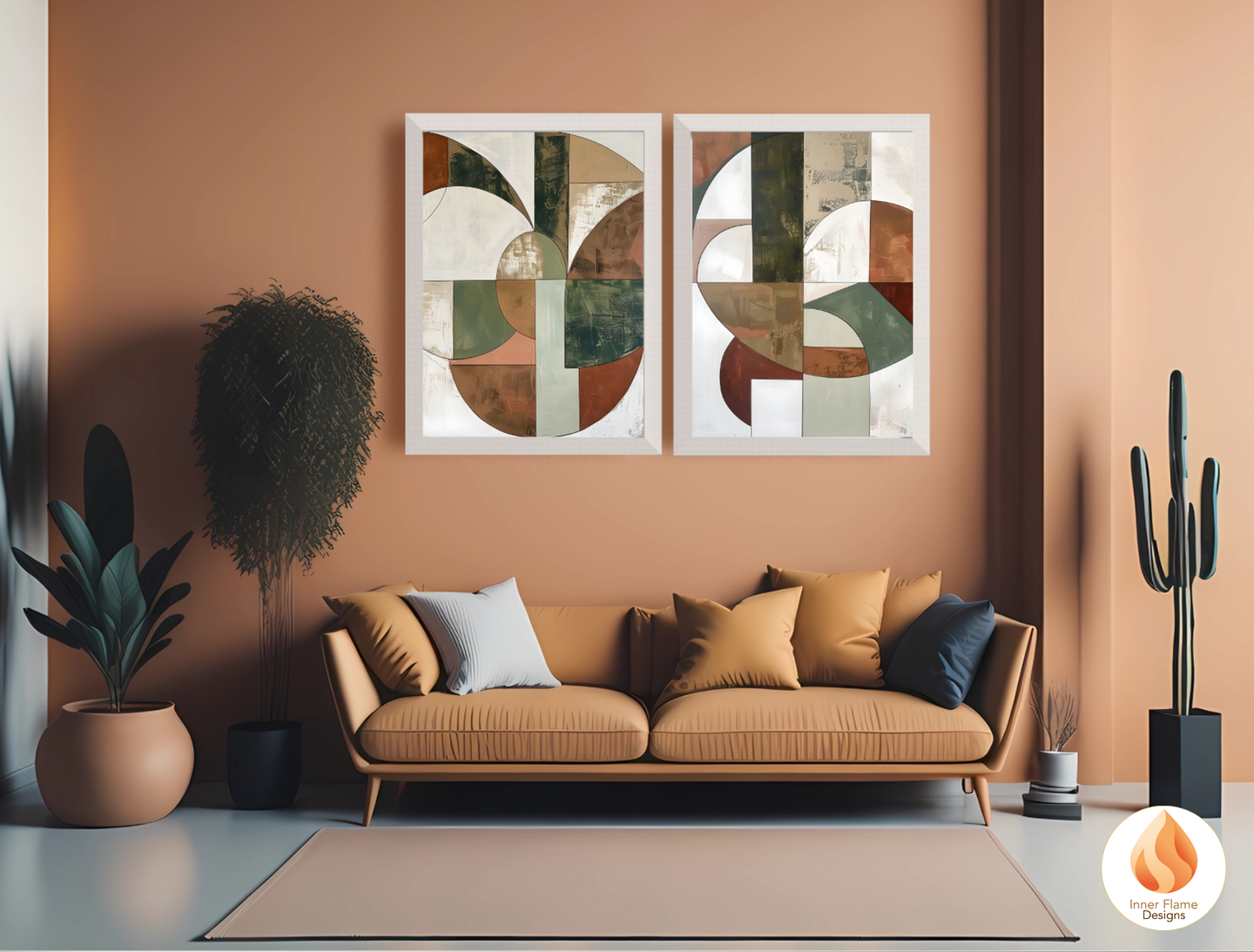 Organic Geometric Artwork for Modern Home Design | Triptych Artwork