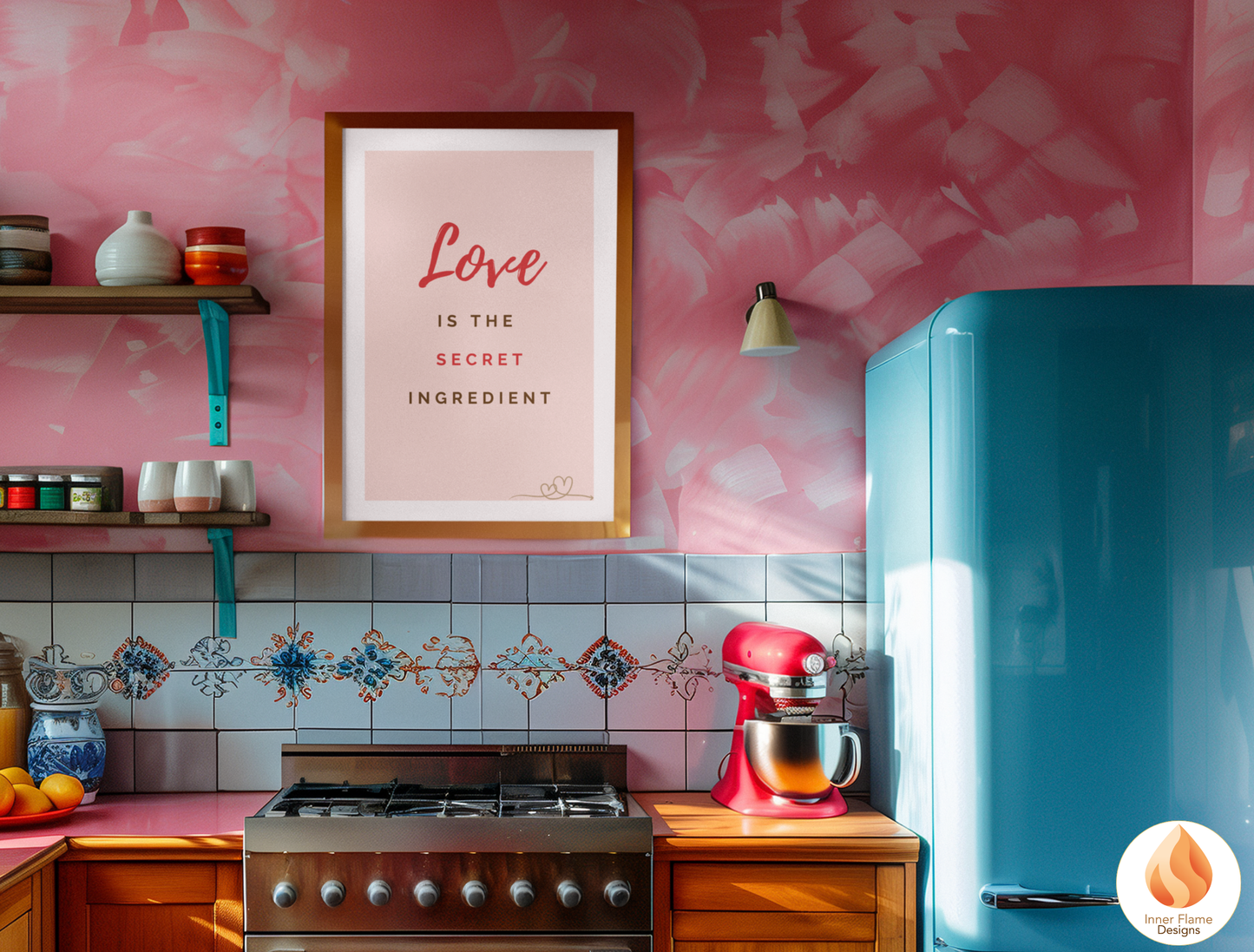 Motivational Poster with Quote on Family and Togetherness 2 - "Love Is The Secret Ingredient"